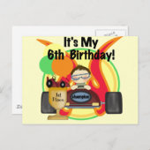 レースカー第6誕生日Tシャツとギフト ポストカード (正面/裏面)