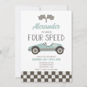レースカー製4速誕生日招待状 招待状 (正面)