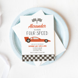 レースカー製4速誕生日招待状 招待状