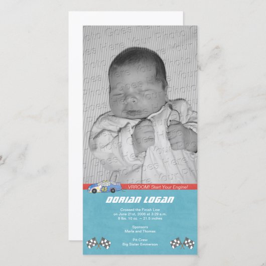 レースカー誕生のお知らせ 案内状 (正面/裏面)