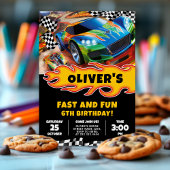 レースカー誕生日とカラーリング 招待状