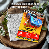 レースカー誕生日とカラーリング 招待状