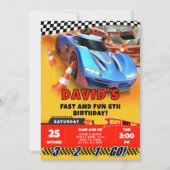 レースカー誕生日とカラーリング 招待状 (正面)