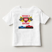 レースカー誕生日のTシャツの幼児の子供 トドラーTシャツ (正面)