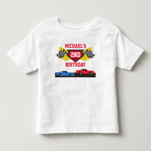 レースカー誕生日のTシャツの幼児の子供 トドラーTシャツ
