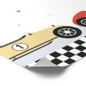 レースカー誕生日ウェルカムサイン ポスター (角)