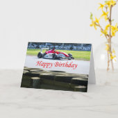 レースカー誕生日カード カード (黄色い花)