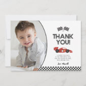 レースカー誕生日サンキューカード(写真あり) サンキューカード (正面)