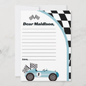 レースカー誕生日タイムカプセルメモカード サンキューカード (正面)