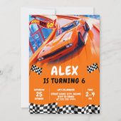 レースカー誕生日ターボホイール 招待状 (正面)