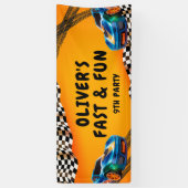 レースカー誕生日デコール – 編集可能レーステーマ 横断幕 (縦)