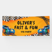 レースカー誕生日デコール – 編集可能レーステーマ 横断幕 (横)