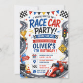レースカー誕生日パーソナライズレーシングカーパーティー 招待状 (正面)