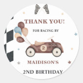 レースカー誕生日パーティクラシックーラウンドステッカー ラウンドシール (正面)