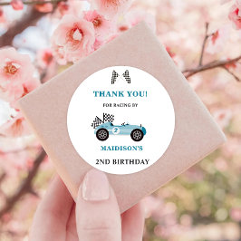 レースカー誕生日パーティクラシックーラウンドステッカー ラウンドシール