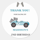 レースカー誕生日パーティクラシックーラウンドステッカー ラウンドシール (正面)
