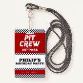 レースカー誕生日パーティピットクルーVIPパス バッジ (正面ランヤード)