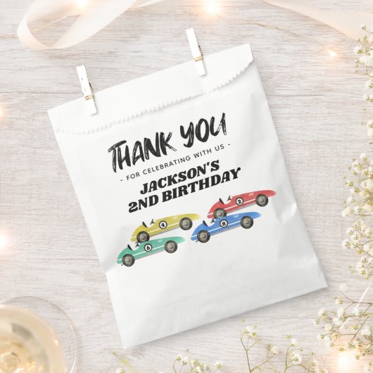 レースカー誕生日パーティーありがとう フェイバーバッグ (クリップ留めされた状態)