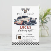 レースカー誕生日パーティーの招待状 招待状 (スタンド正面)