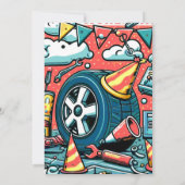 レースカー誕生日パーティーの招待状 招待状 (裏面)