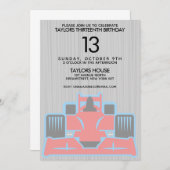 レースカー誕生日パーティーの招待状 招待状 (正面/裏面)