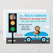 レースカー誕生日パーティーの招待 招待状 (正面/裏面)