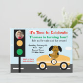 レースカー誕生日パーティーの招待 招待状 (スタンド正面)