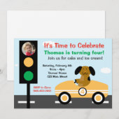 レースカー誕生日パーティーの招待 招待状 (正面/裏面)