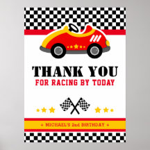 レースカー誕生日パーティーの看板