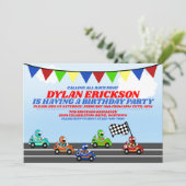 レースカー誕生日パーティーへの招待 招待状 (スタンド正面)