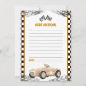 レースカー誕生日パーティータイムカプセルノートカード サンキューカード (正面)