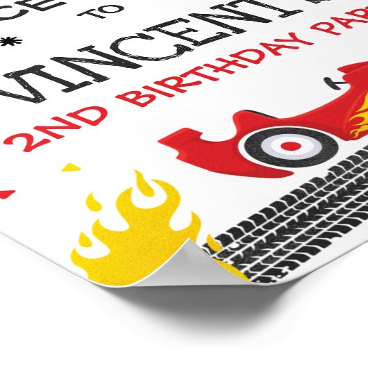 レースカー誕生日パーティーツー誕生日歓迎 ポスター (角)