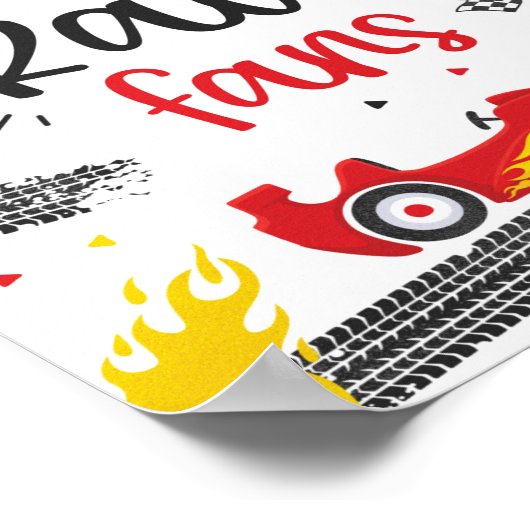 レースカー誕生日パーティーツー誕生日歓迎 ポスター (角)