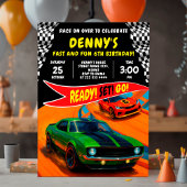 レースカー誕生日パーティーデザイン 招待状