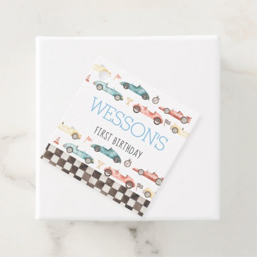 レースカー誕生日パーティーメッセージカード フェイバータグ (インサイチュ)