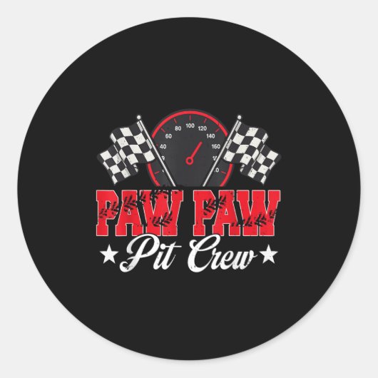 レースカー誕生日パーティーレースファミリーポーポープピットピット ラウンドシール (正面)