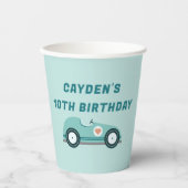 レースカー誕生日パーティー紙カップ 紙コップ (正面)