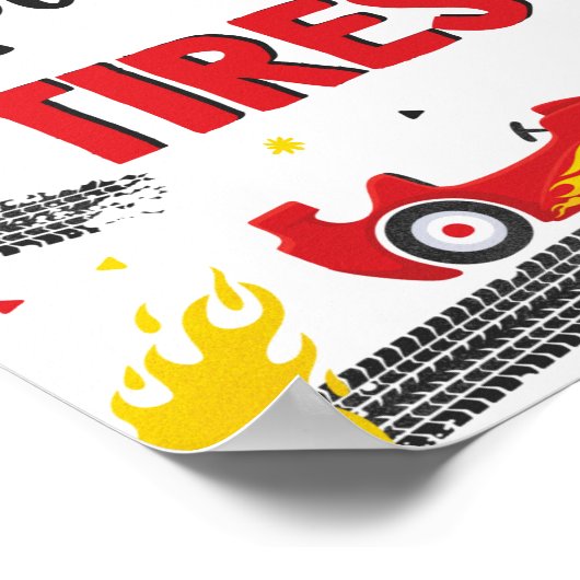 レースカー誕生日パーティー2速スペアタイヤ ポスター (角)