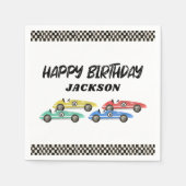 レースカー誕生日パーティー スタンダードカクテルナプキン (正面)