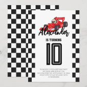 レースカー誕生日パーティー 招待状 (正面/裏面)