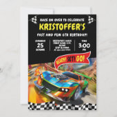 レースカー誕生日パーティー 招待状 (正面)