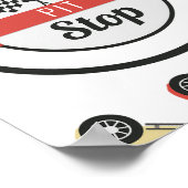 レースカー誕生日ピッストップト標識 ポスター (角)