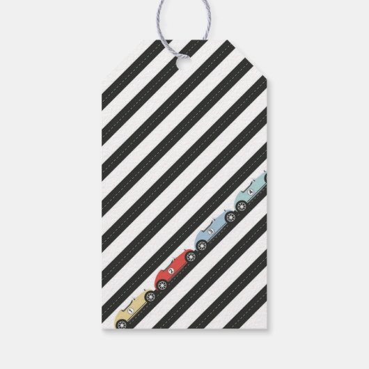 レースカー誕生日メッセージカード ギフトタグ (裏面)