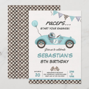 レースカー誕生日レッドレーシングトラック誕生日パーティー 招待状