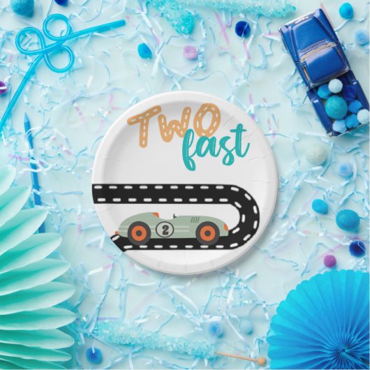 レースカー誕生日招待状セカンド誕生日アン ペーパープレート (パーティー)