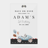 レースカー誕生日招待状、ファーストワン誕生日 アクリルサイン (正面)