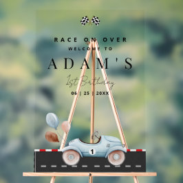 レースカー誕生日招待状、ファーストワン誕生日 アクリルサイン