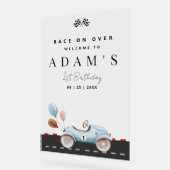 レースカー誕生日招待状、ファーストワン誕生日 アクリルサイン (傾斜)