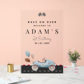 レースカー誕生日招待状、ファーストワン誕生日 アクリルサイン (ウェディング)