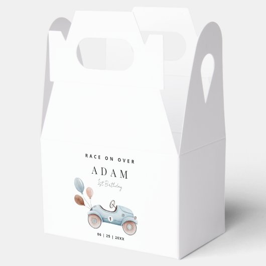 レースカー誕生日招待状、ファーストワン誕生日 フェイバーボックス (オープン)